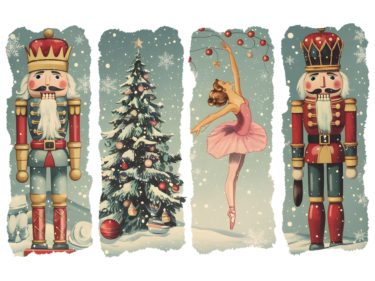 Nutcracker and Ballerina Christmas Panels DTF transfer