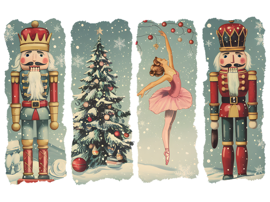 Nutcracker and Ballerina Christmas Panels DTF transfer