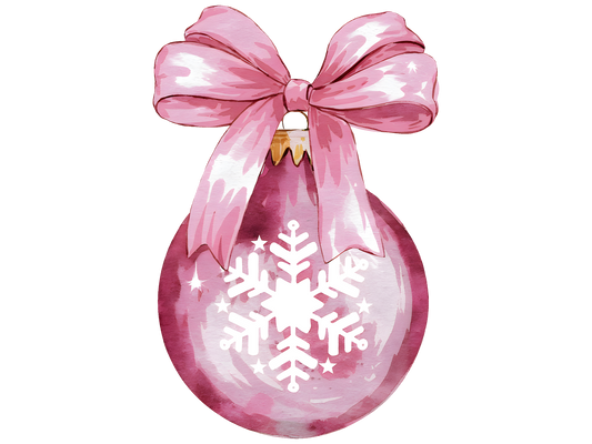 Pink Bow Snowflake Ornament DTF transfer