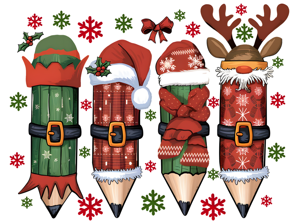 Christmas Character Pencils DTF transfer