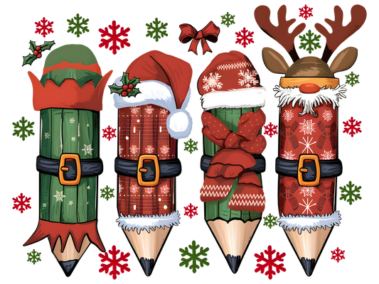Christmas Character Pencils DTF transfer