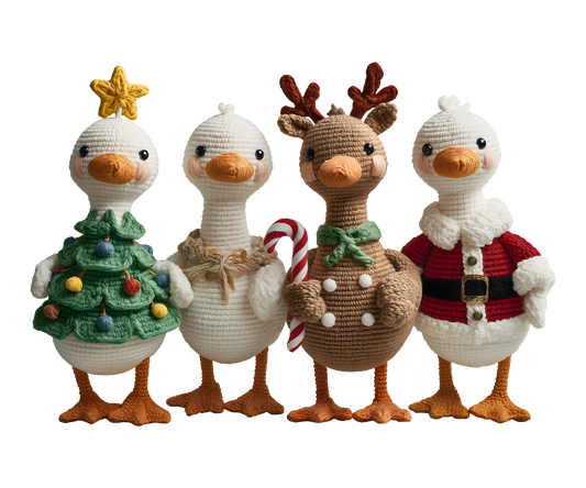 Christmas Crochet Duck Family Transfer ready-to-press DTF transfer