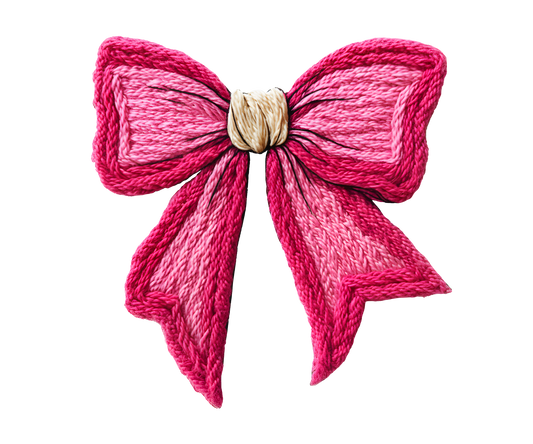 Pink Crochet Bow Christmas Transfer ready-to-press DTF transfer