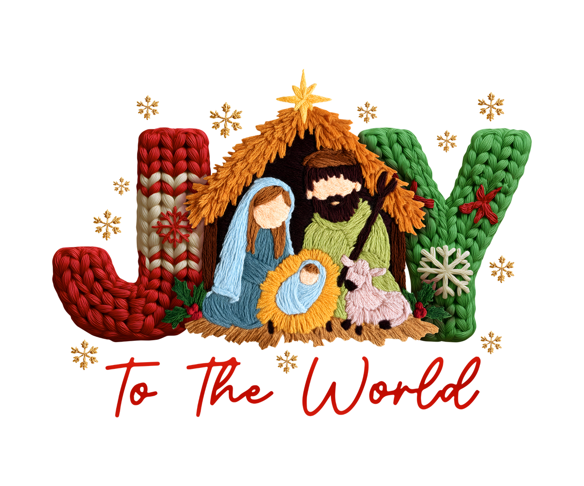 Joy to the World Nativity Christmas Transfer ready-to-press DTF transfer