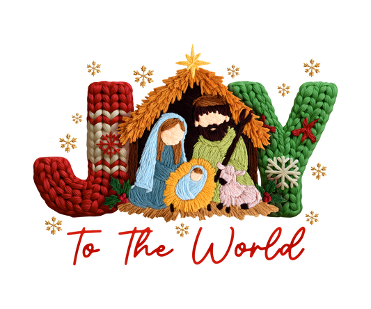Joy to the World Nativity Christmas Transfer ready-to-press DTF transfer