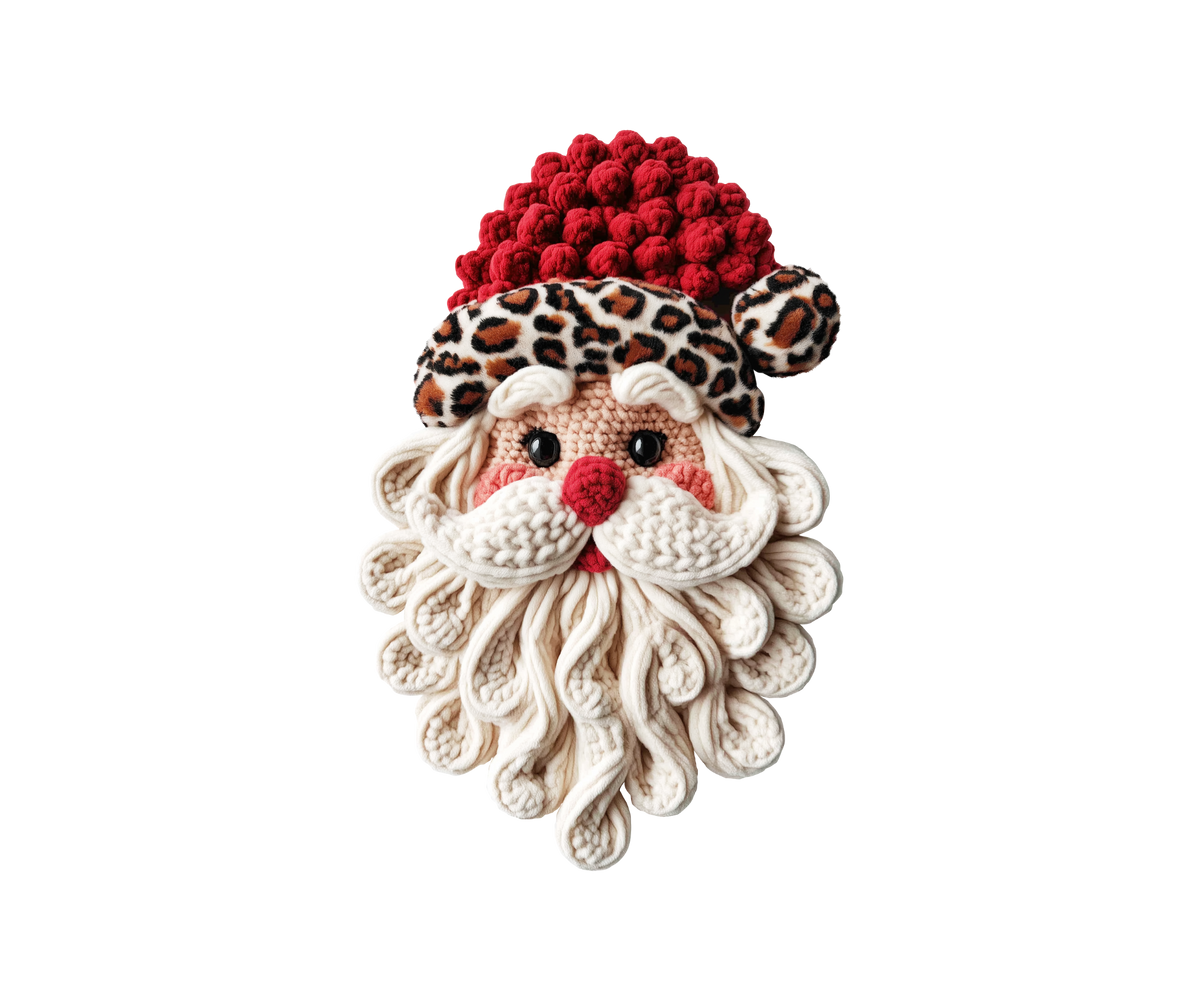 Leopard Hat Santa Christmas Transfer ready-to-press DTF transfer