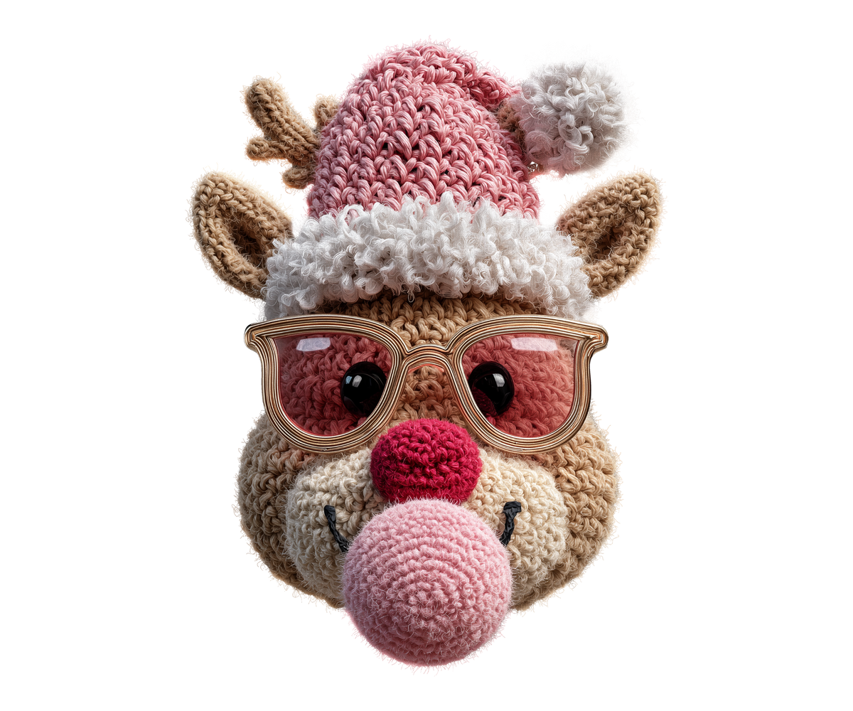 Pink Bubblegum Reindeer Christmas Transfer ready-to-press DTF transfer