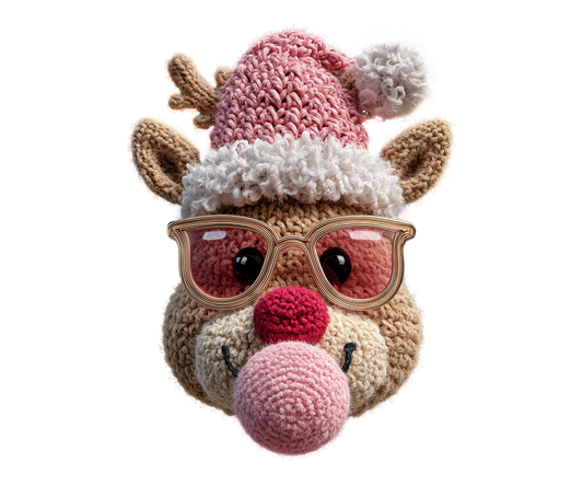 Pink Bubblegum Reindeer Christmas Transfer ready-to-press DTF transfer