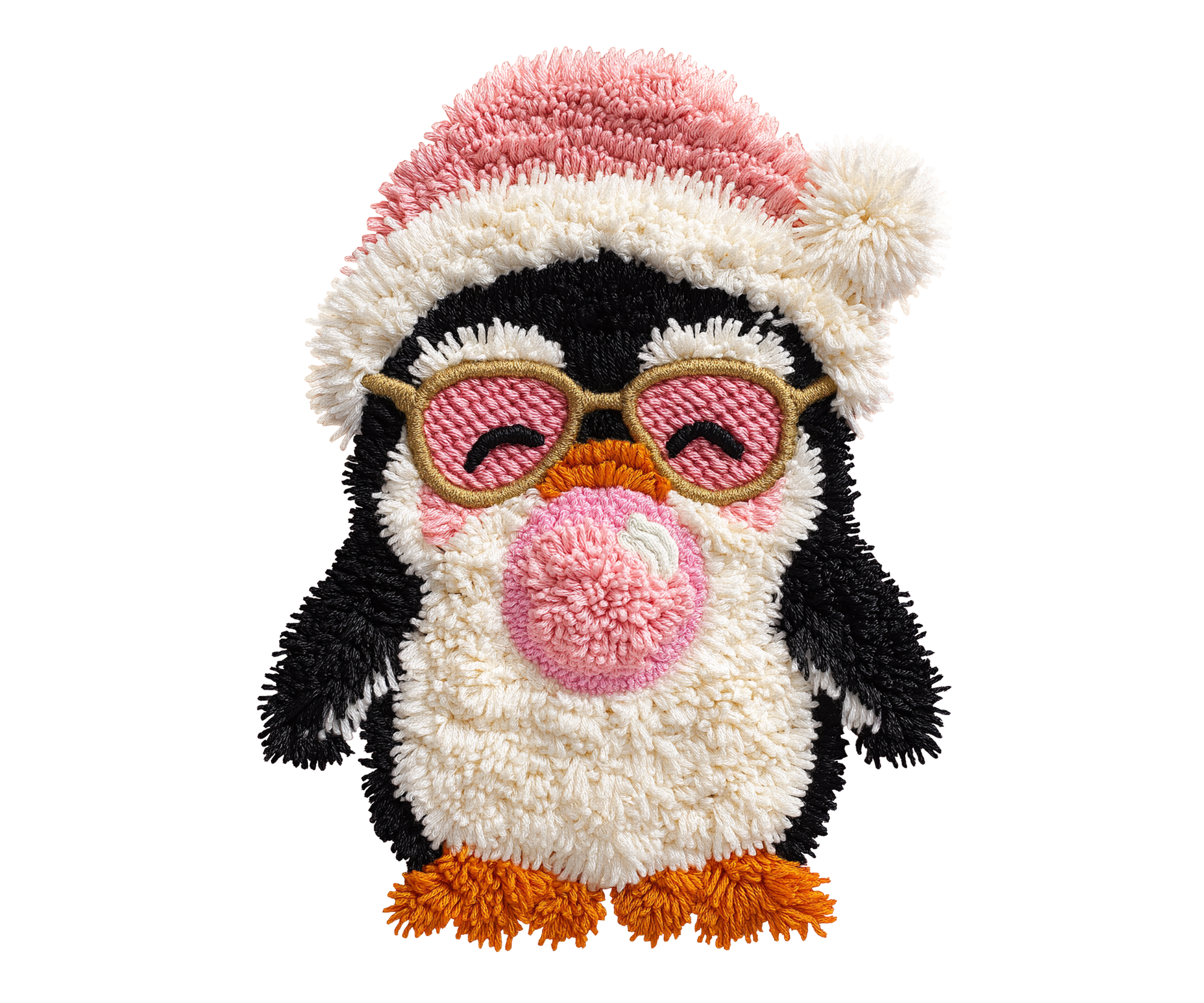 Pink Bubblegum Penguin Christmas Transfer ready-to-press DTF transfer