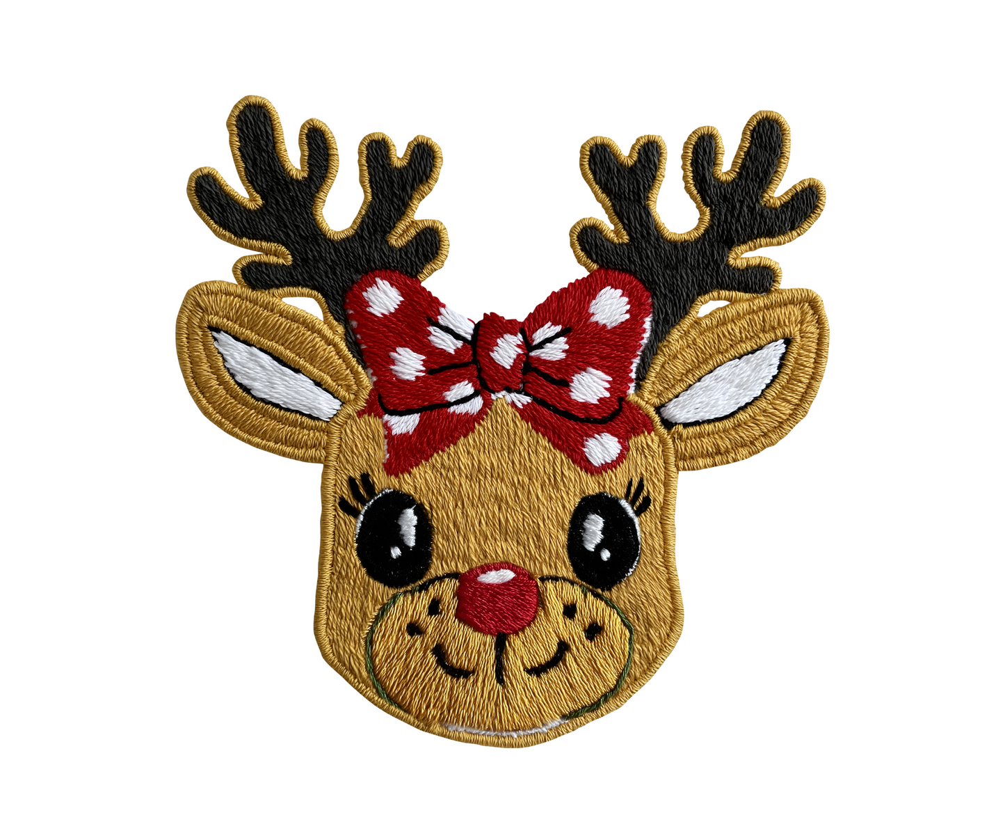 Red Bow Reindeer Christmas Transfer ready-to-press DTF transfer