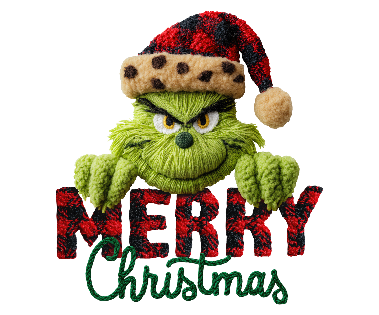 Merry Christmas Green Holiday Character Transfer ready-to-press DTF transfer