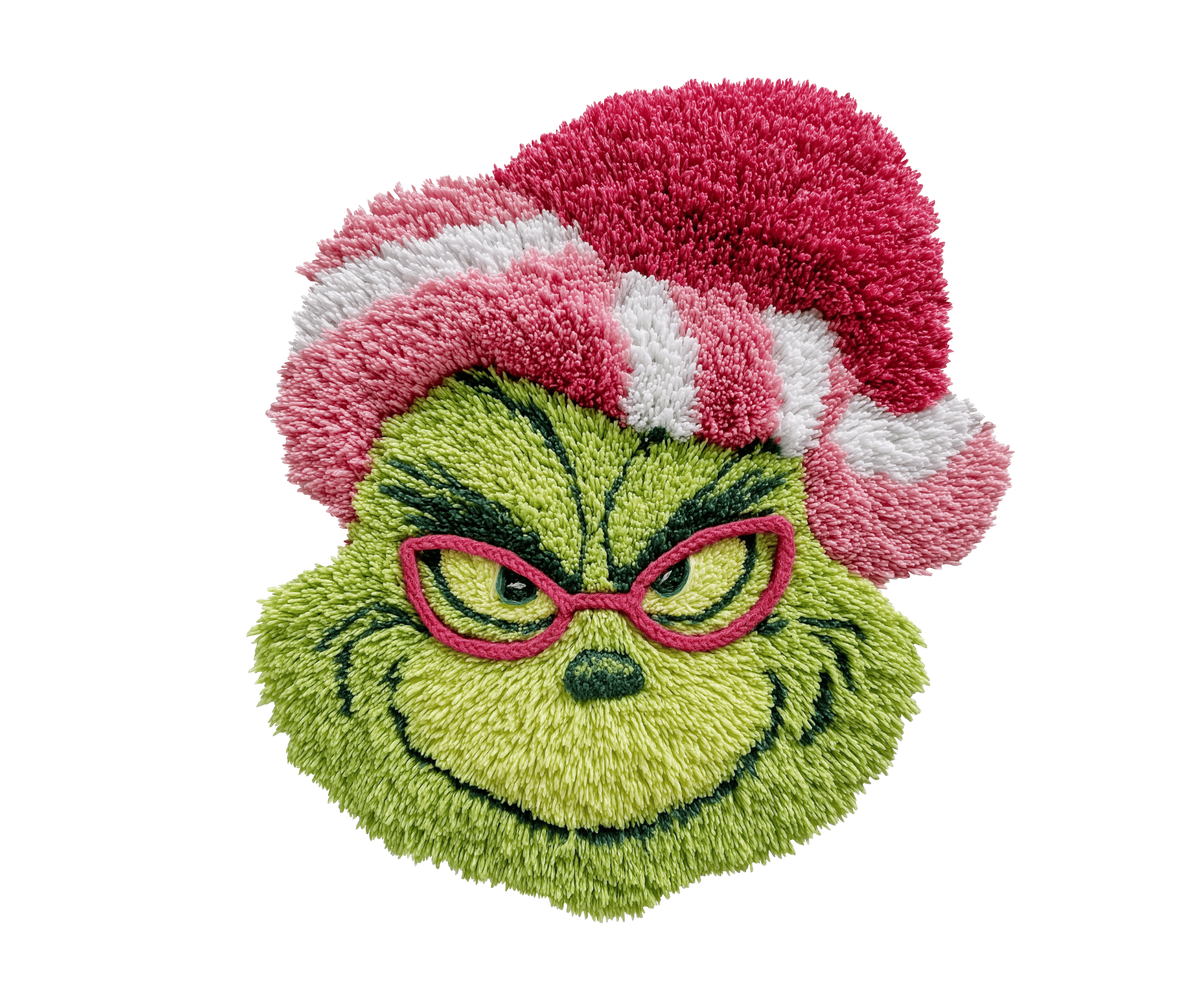 Pink Hat Green Holiday Character Transfer ready-to-press DTF transfer