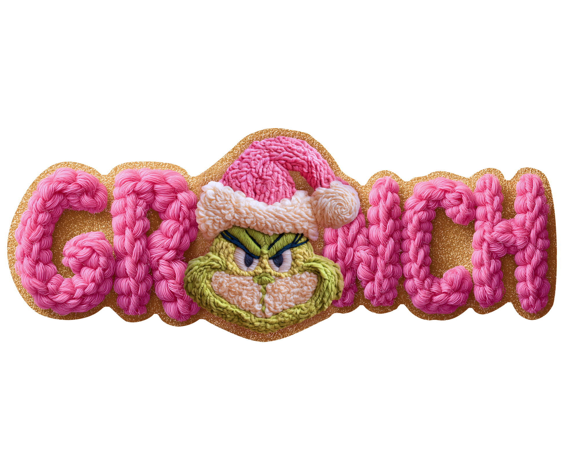 Pink Grinchy Christmas Character Transfer ready-to-press DTF transfer