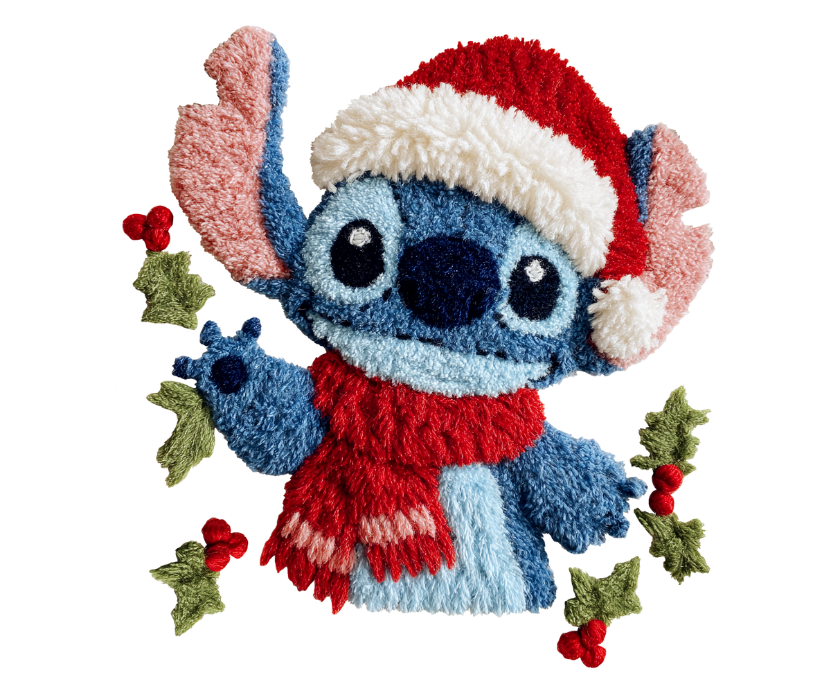 Blue Alien Christmas Holly Transfer ready-to-press DTF transfer