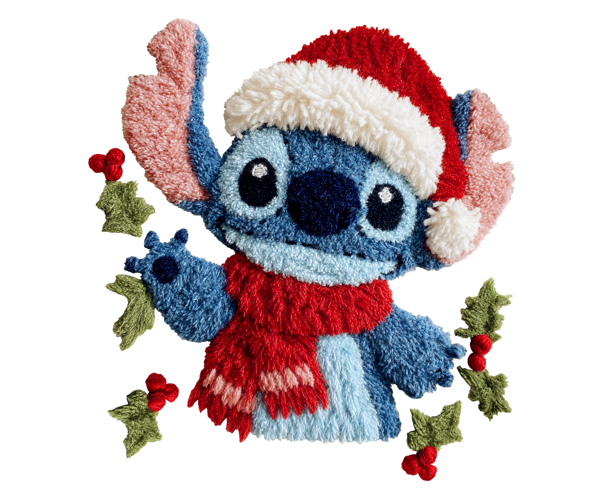 Blue Alien Christmas Holly Transfer ready-to-press DTF transfer