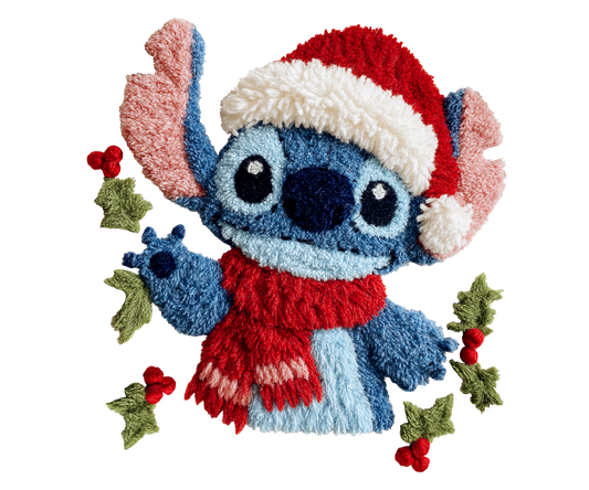 Blue Alien Christmas Holly Transfer ready-to-press DTF transfer