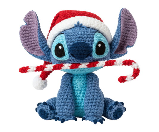 Blue Alien Candy Cane Christmas Transfer ready-to-press DTF transfer