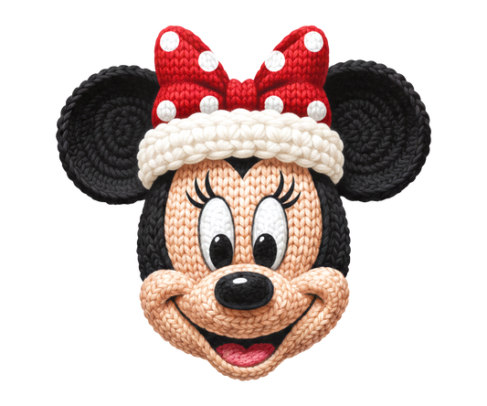 Mouse Bow Santa Hat Christmas Transfer ready-to-press DTF transfer