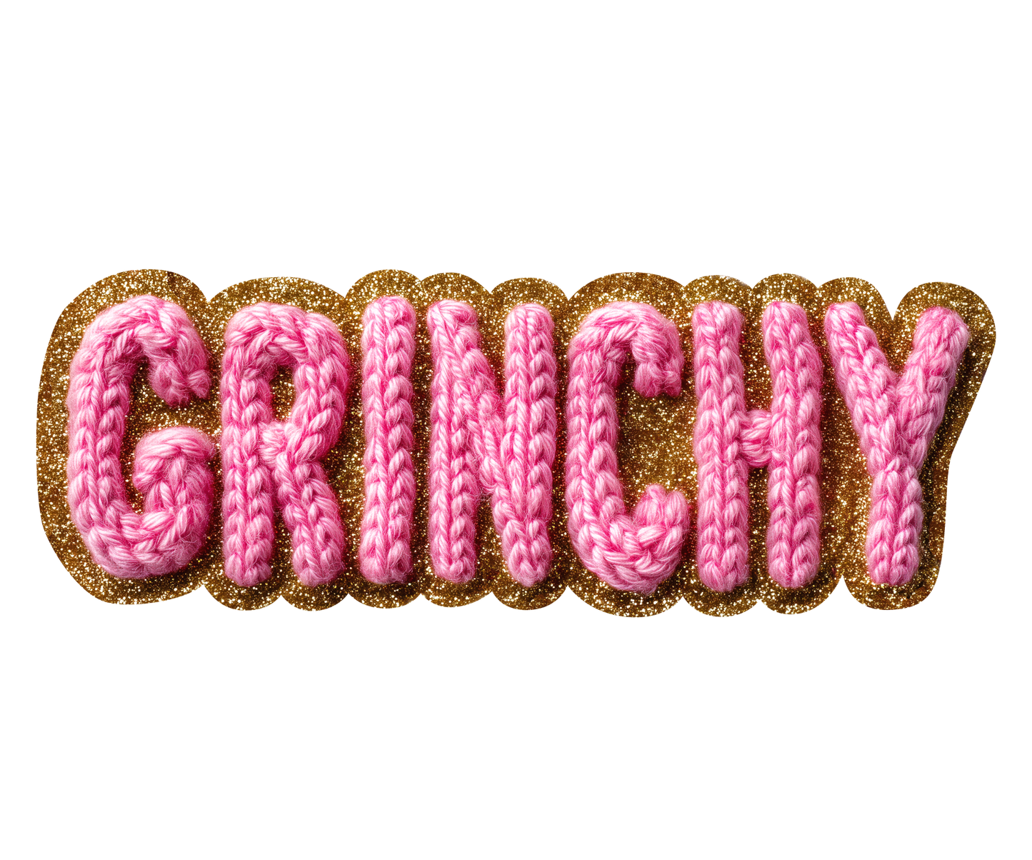 Pink Grinchy Crochet Lettering Transfer ready-to-press DTF transfer