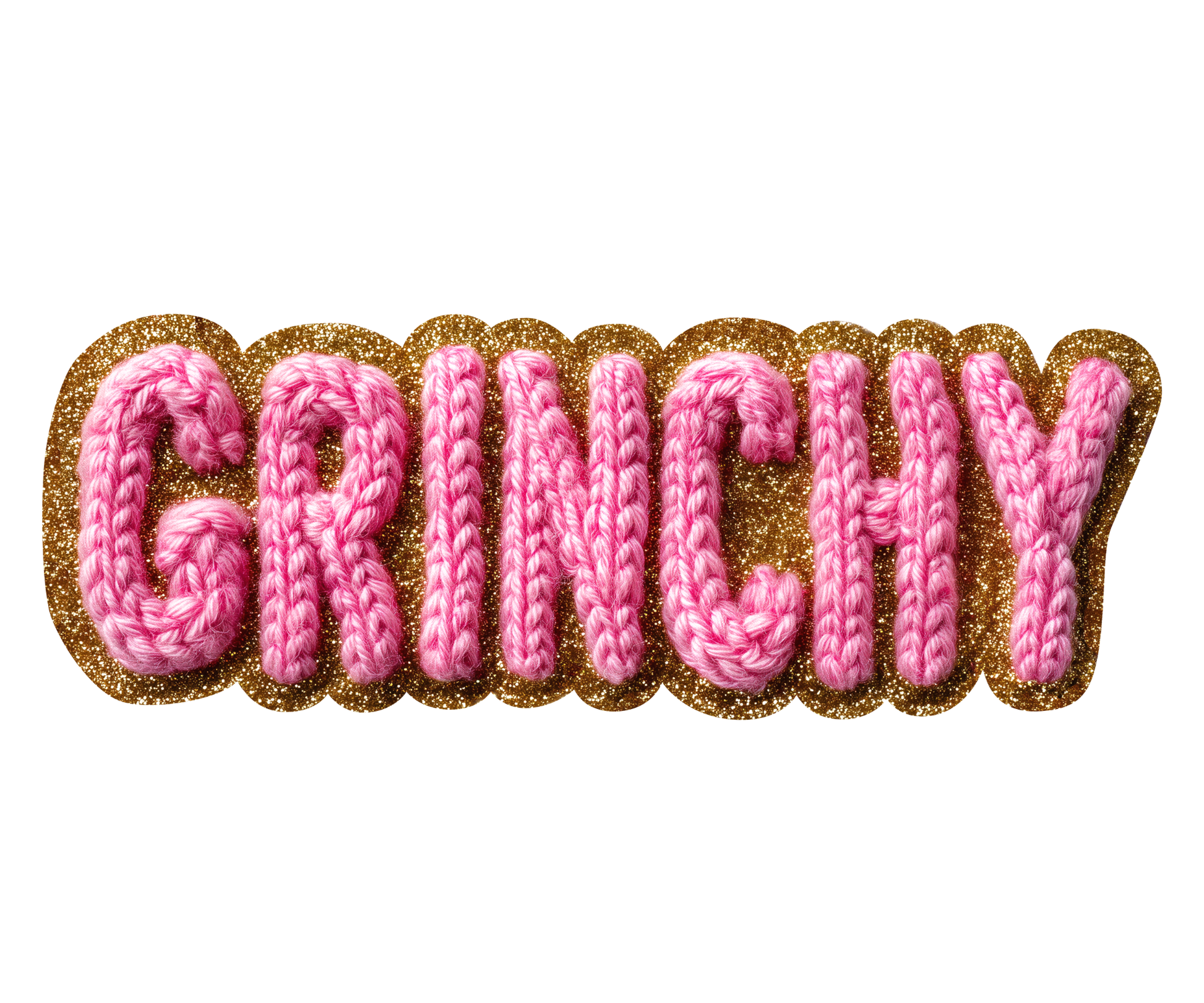 Pink Grinchy Crochet Lettering Transfer ready-to-press DTF transfer