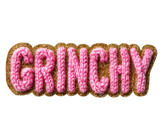 Pink Grinchy Crochet Lettering Transfer ready-to-press DTF transfer