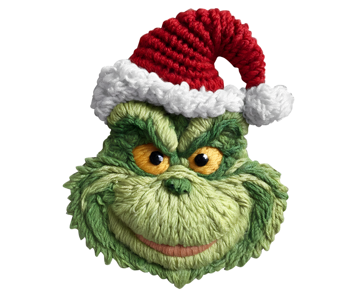 Green Holiday Character Santa Hat Face Transfer ready-to-press DTF transfer