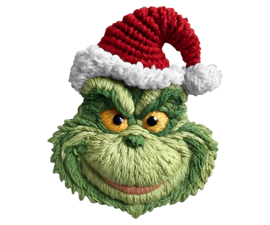 Green Holiday Character Santa Hat Face Transfer ready-to-press DTF transfer