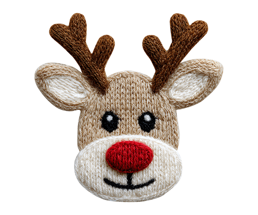 Crochet Reindeer Face Christmas Transfer ready-to-press DTF transfer