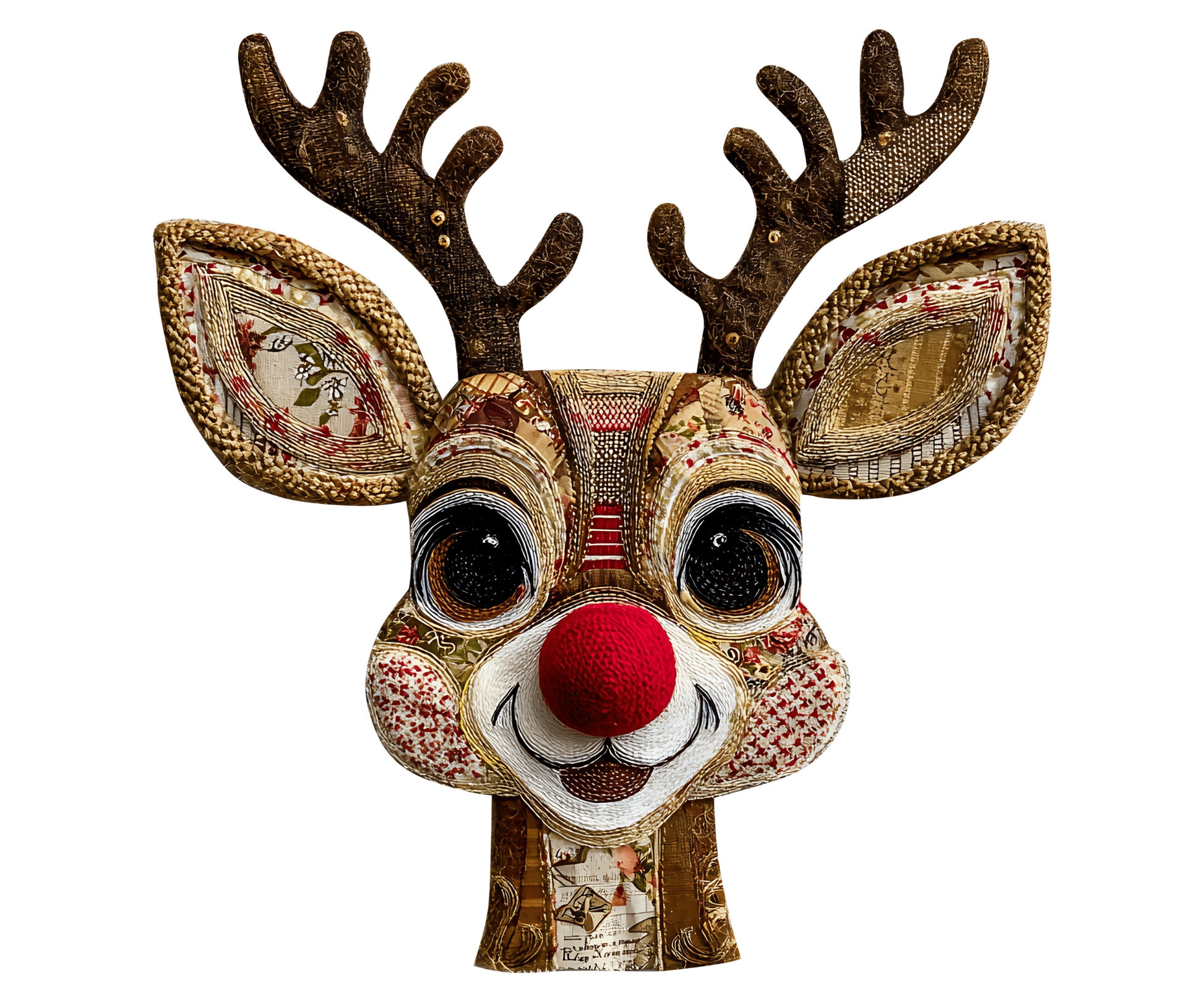 Patchwork Reindeer Face Christmas Transfer ready-to-press DTF transfer