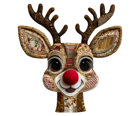 Patchwork Reindeer Face Christmas Transfer ready-to-press DTF transfer
