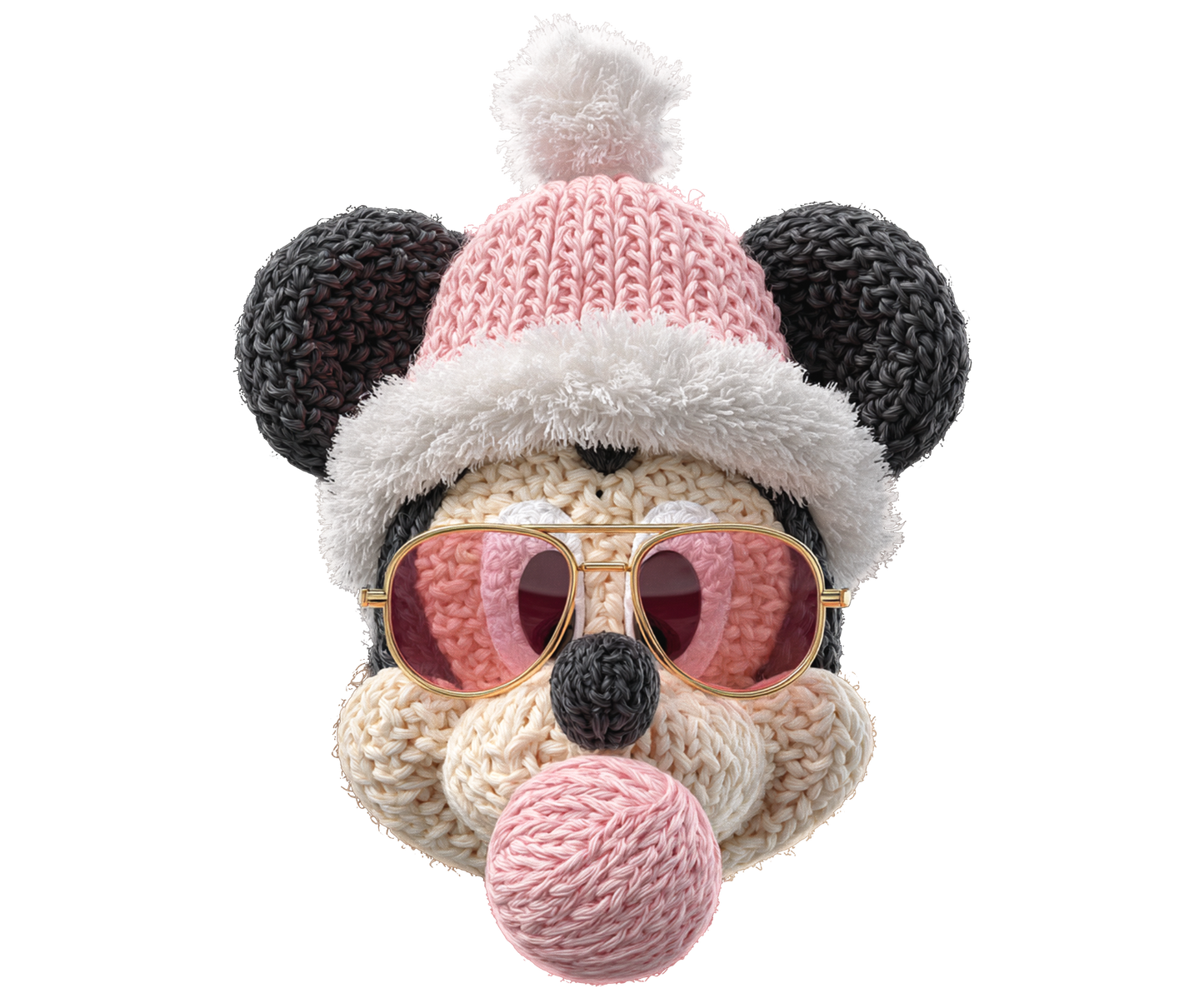 Pink Bubblegum Panda Christmas Transfer ready-to-press DTF transfer