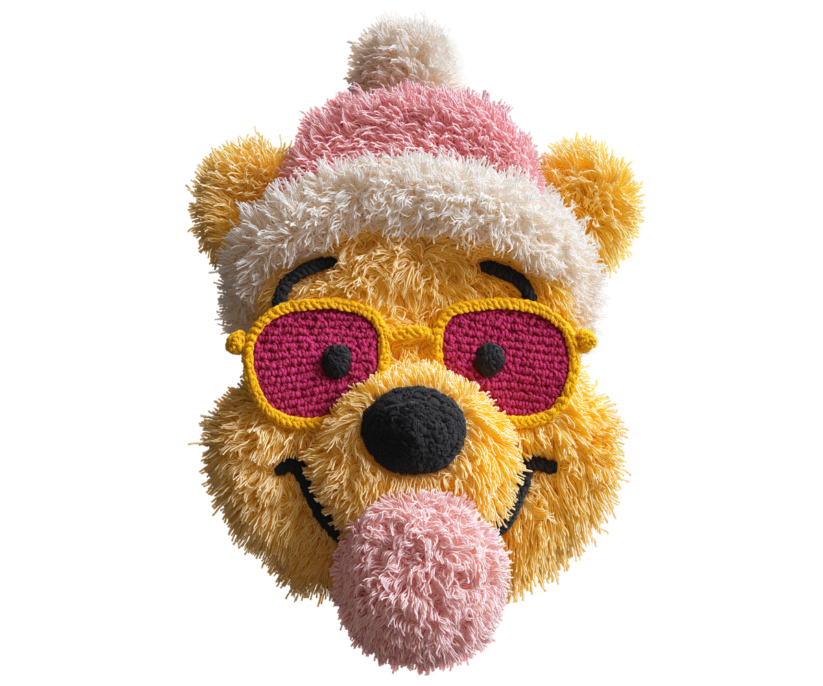 Pink Bubblegum Bear Christmas Transfer ready-to-press DTF transfer