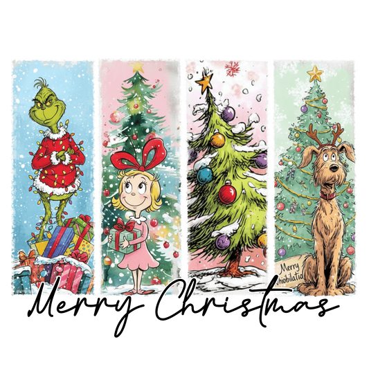 Merry Christmas Holiday Character Panels Transfer ready-to-press DTF transfer