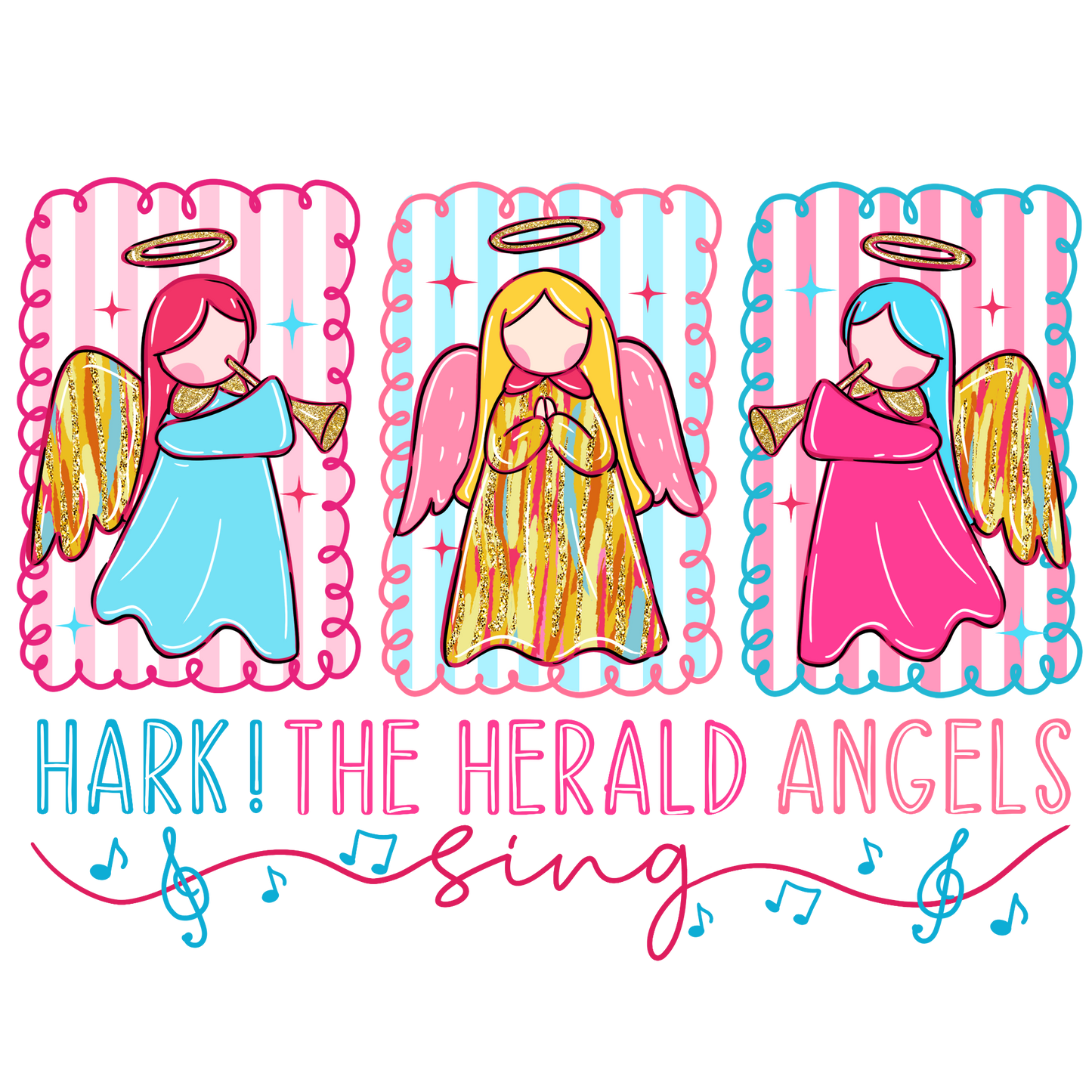 Hark the Herald Angels Sing Christmas Transfer ready-to-press DTF transfer