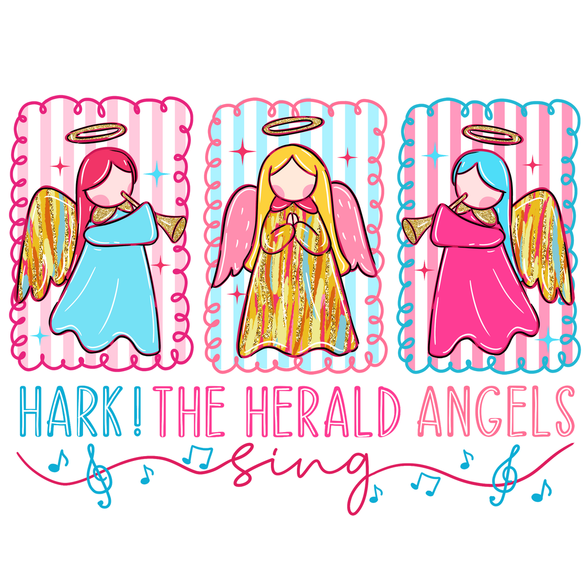Hark the Herald Angels Sing Christmas Transfer ready-to-press DTF transfer