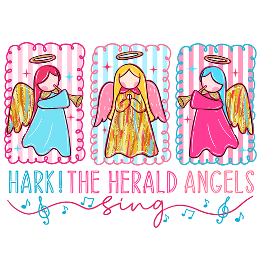 Hark the Herald Angels Sing Christmas Transfer ready-to-press DTF transfer