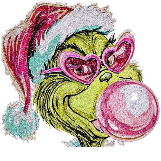 Pink Bubblegum Green Holiday Character Transfer ready-to-press DTF transfer