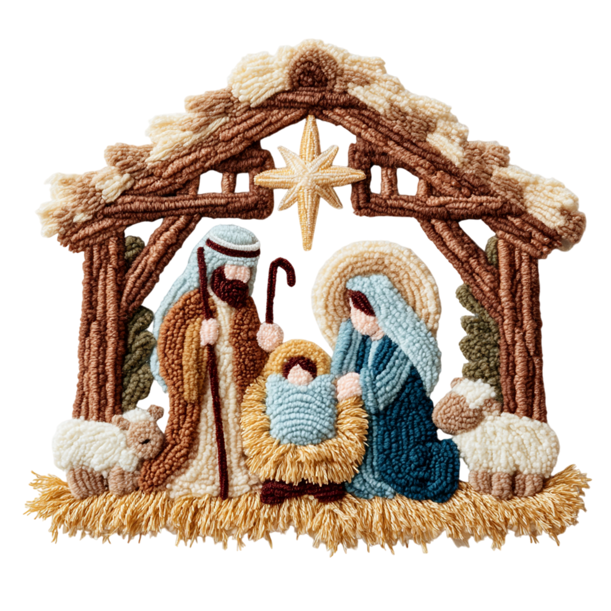Crochet Nativity Stable Christmas Transfer ready-to-press DTF transfer