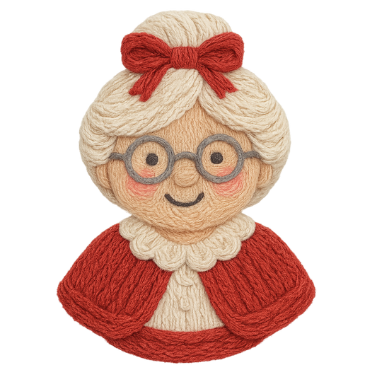 Crochet Mrs Claus Christmas Transfer ready-to-press DTF transfer