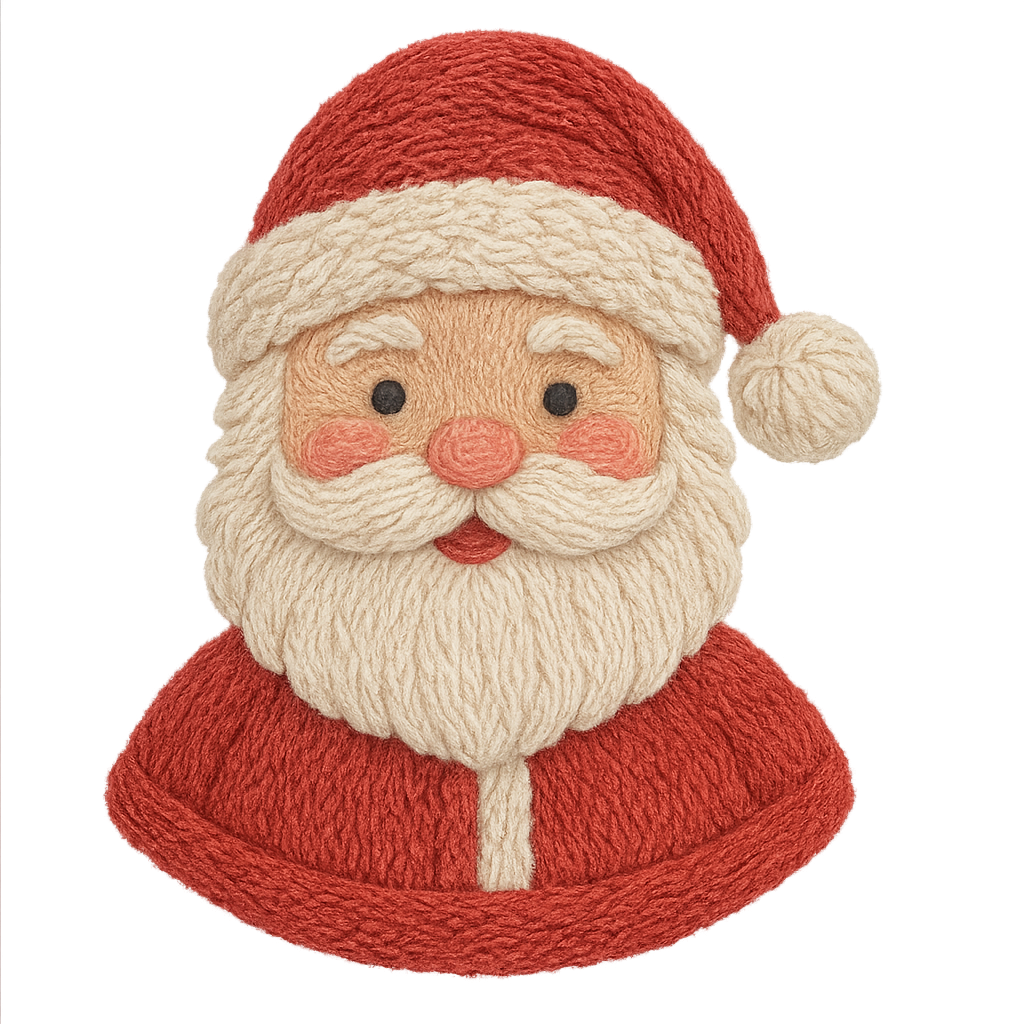 Crochet Santa Portrait Christmas Transfer ready-to-press DTF transfer