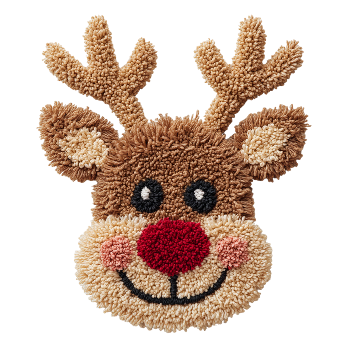 Crochet Red Nose Reindeer Christmas Transfer ready-to-press DTF transfer