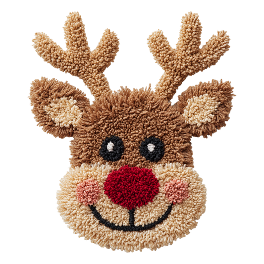 Crochet Red Nose Reindeer Christmas Transfer ready-to-press DTF transfer