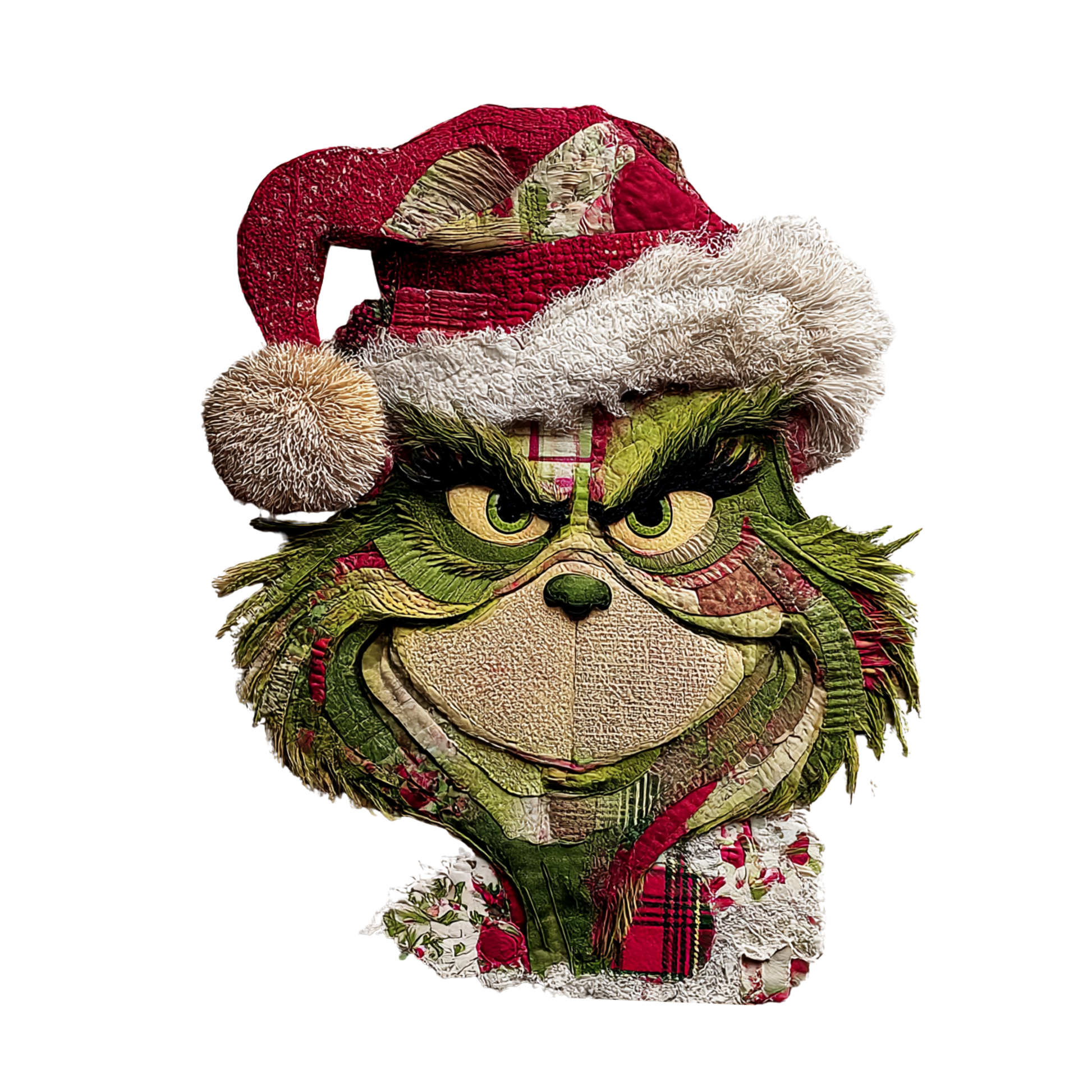 Plaid Green Holiday Character Christmas Transfer ready-to-press DTF transfer