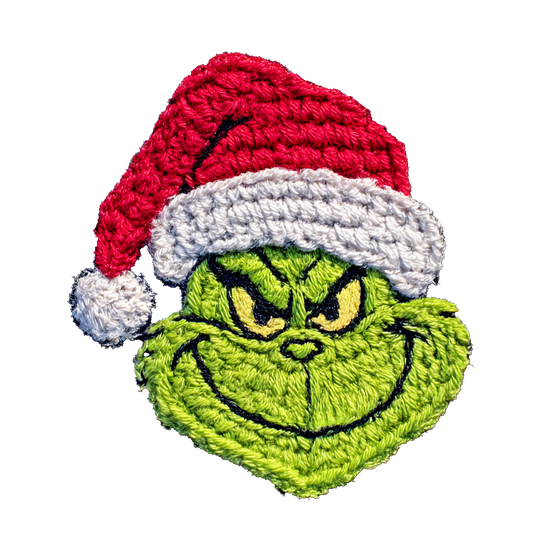 Crochet Green Holiday Character Christmas Transfer ready-to-press DTF transfer