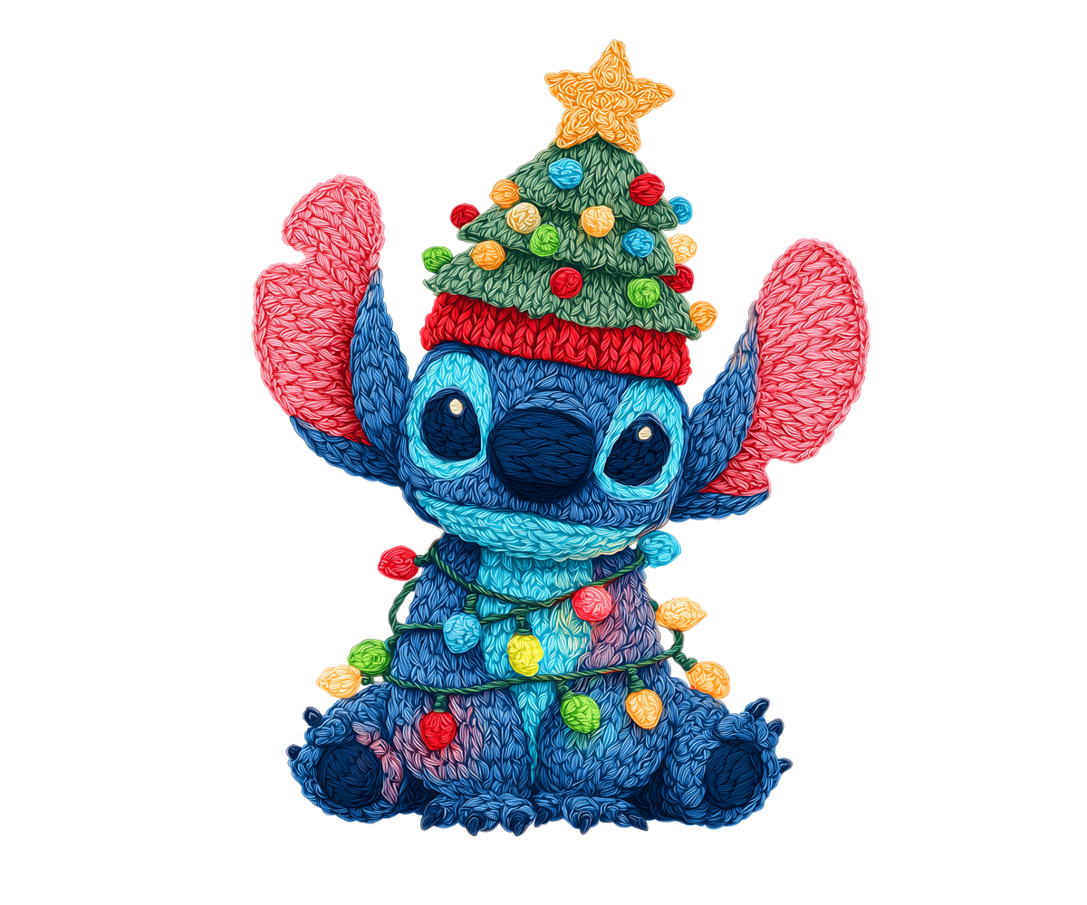 Blue Alien Christmas Tree Transfer ready-to-press DTF transfer