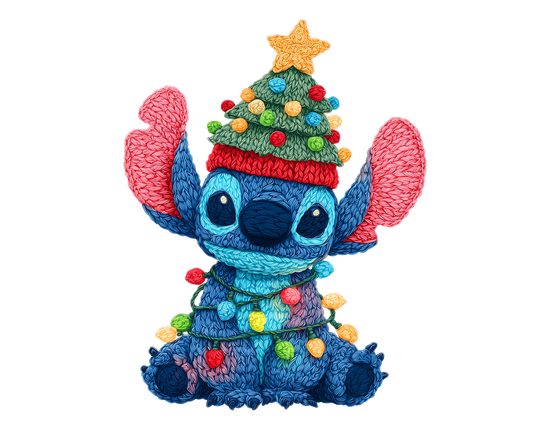 Blue Alien Christmas Tree Transfer ready-to-press DTF transfer