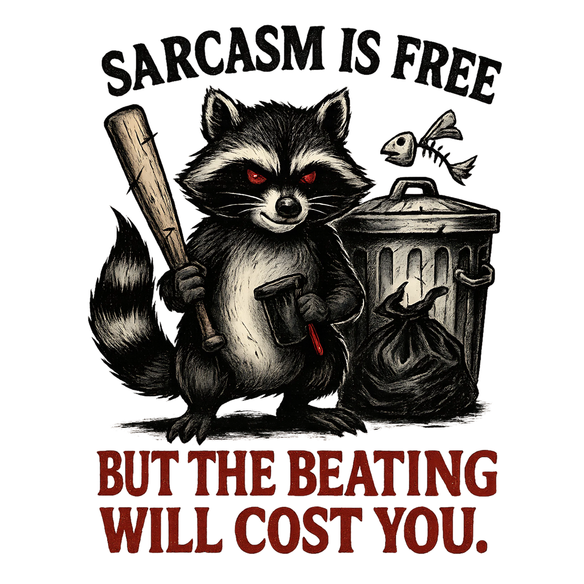 Sarcasm Is Free Raccoon Halloween Transfer