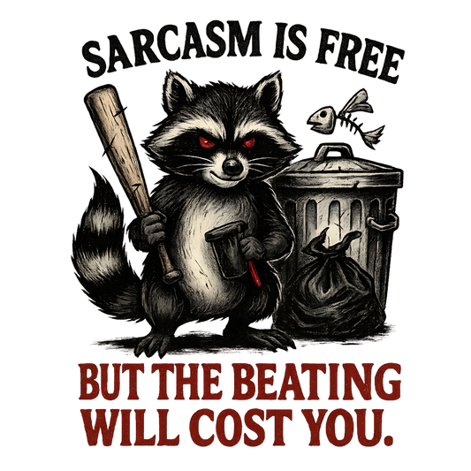 Sarcasm Is Free Raccoon Halloween Transfer