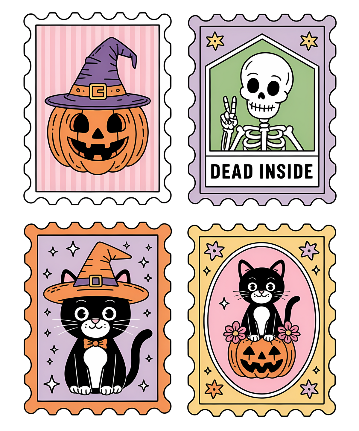 Retro Halloween Postage Stamp Transfer