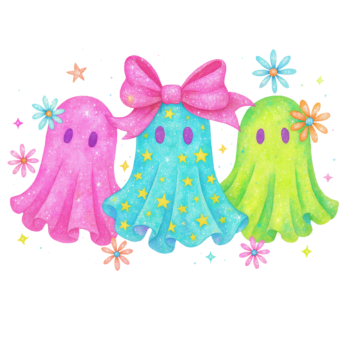 Pastel Ghost Trio Halloween Transfer
